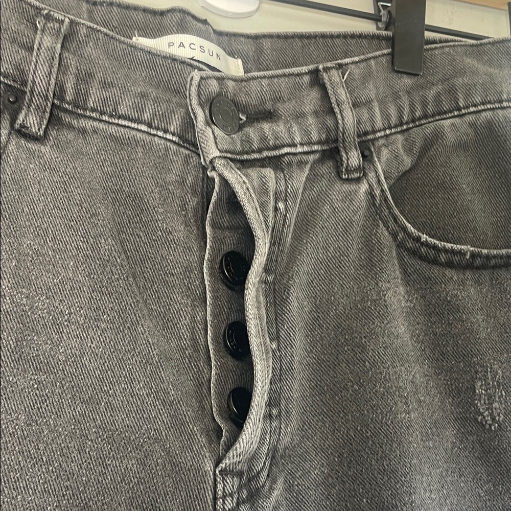 PacSun Black Distressed Straight Leg Jeans - Picture 5 of 8